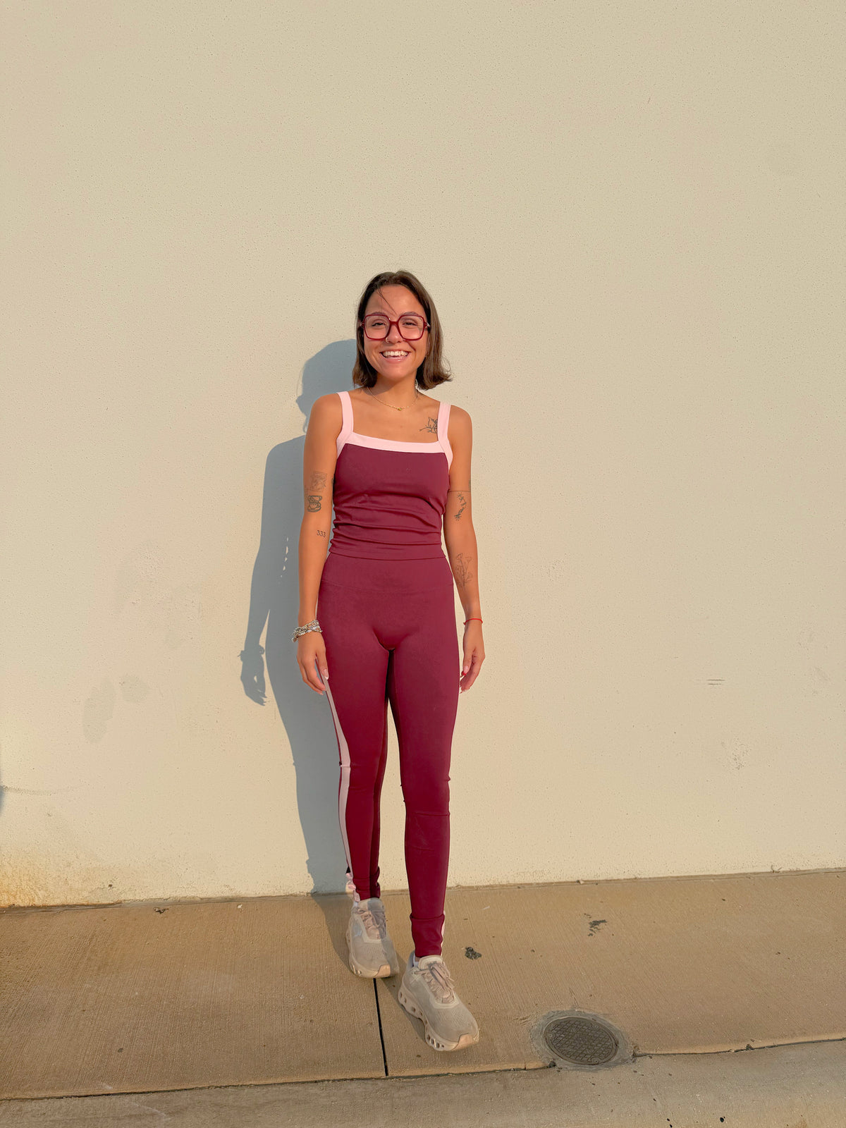 Block Legging - Burgundy