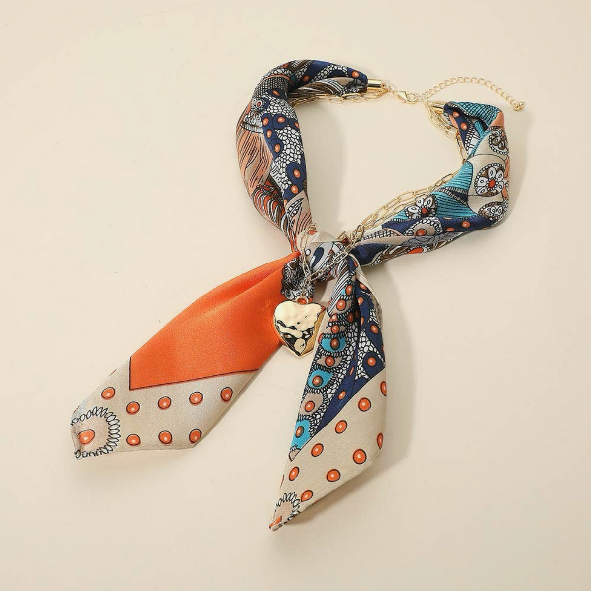 Pendant Scarf Necklace - Orange